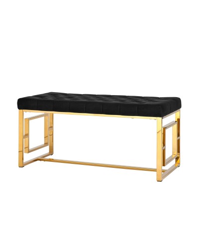 Банкетка-скамейка БРУКЛИН, вельвет черный, сталь золото
