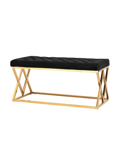 Банкетка-скамейка ИНСИГНИЯ, вельвет черный, сталь золото