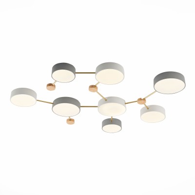 SLE600102-08 Светильник потолочный Золотистый, Светлое дерево/Белый, Серый LED 8*16,5W 4000K