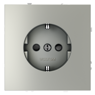 Розетка встраиваемая VOLTUM S70 с заземлением и защитными шторками, 16А, (сталь)