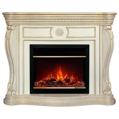 Электрокамин Barcelona 33 WT с очагом Moonblaze Deluxe Brass