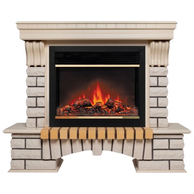 Электрокамин Country 26 WT с очагом Moonblaze Deluxe Brass