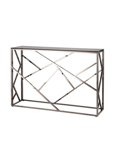 Консоль АРТ ДЕКО 115*30, стекло smoke, сталь тёмный хром