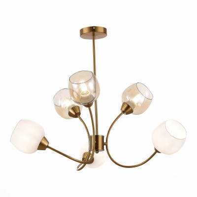 SLE1136-302-06 Светильник потолочный Латунь/Белый, Коньячный E27 6*60W