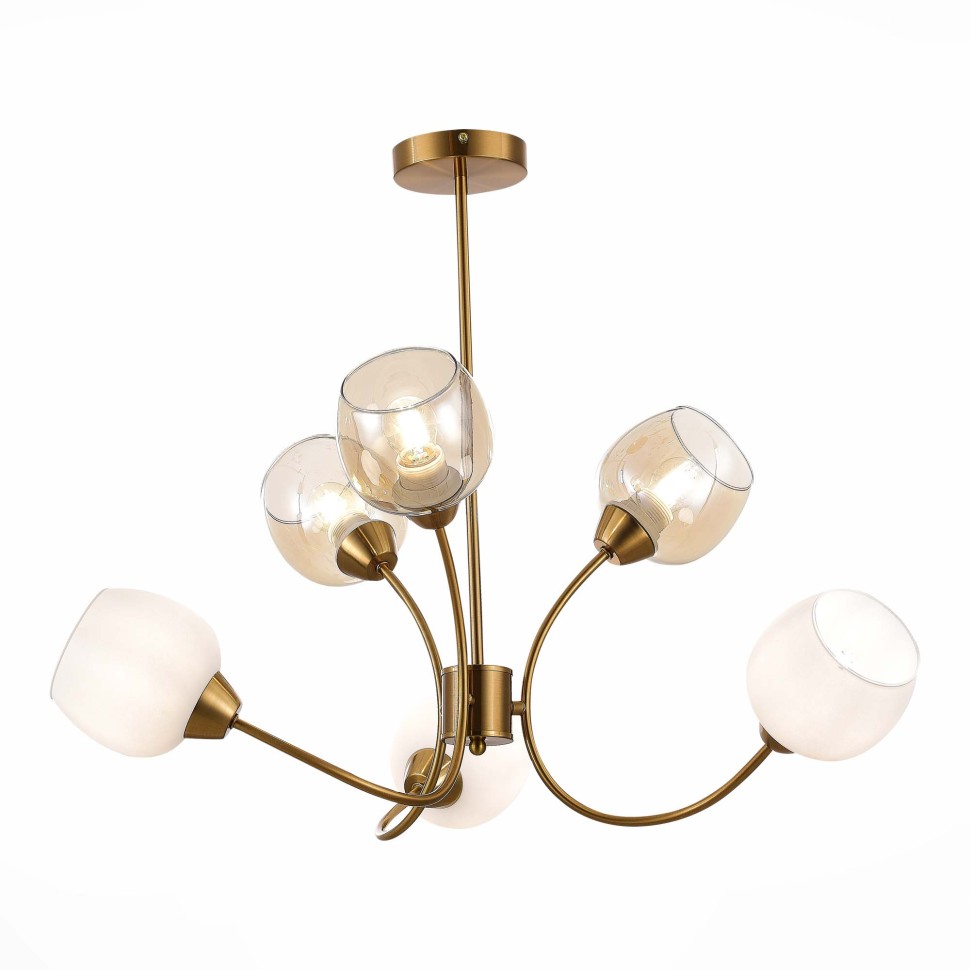 SLE1136-302-06 Светильник потолочный Латунь/Белый, Коньячный E27 6*60W