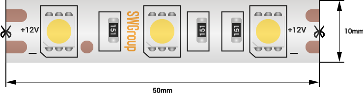 Лента светодиодная SWG SWG560 SWG560-24-14.4-WW-68-M 013190