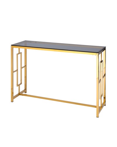 Консоль БРУКЛИН 120*40, стекло smoke, сталь золото