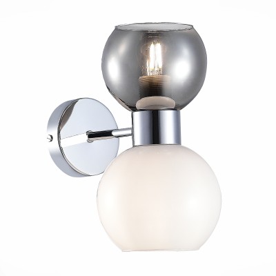 SLE1138-101-02 Светильник настенный Хром/Белый, Дымчатый E27 2*60W