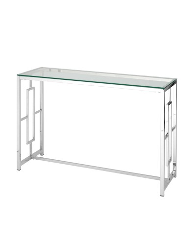Консоль БРУКЛИН 120*40, прозрачное стекло, сталь серебро