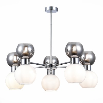 SLE1138-102-10 Светильник потолочный Хром/Белый, Дымчатый E27 10*60W