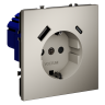 Розетка встраиваемая VOLTUM S70 с заземлением и защитными шторками, 16А, с USB, A+С, (кашемир)