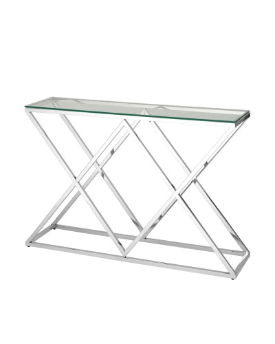 Консоль ИНСИГНИЯ 115*30, прозрачное стекло, сталь серебро