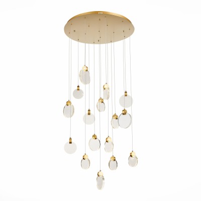 SL6104.203.16 Светильник подвесной ST-Luce Золотистый/Прозрачный,С пузырьками воздуха LED 16*3W 3000K