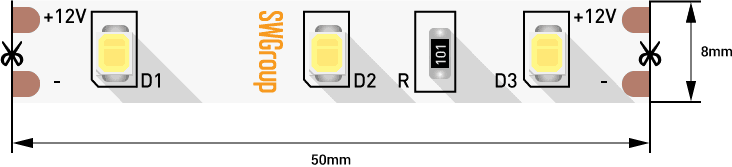 Лента светодиодная SWG SWG260 SWG260-12-4.8-NW-M 007260