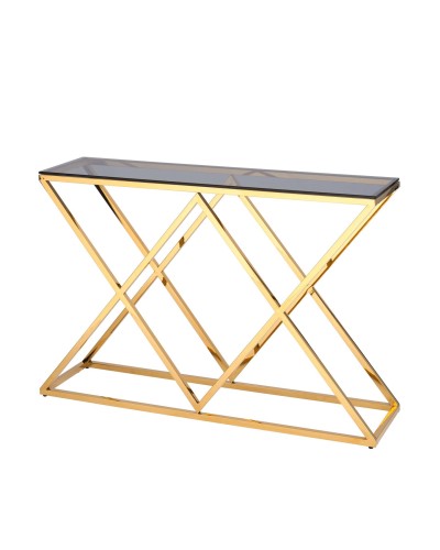 Консоль ИНСИГНИЯ 115*30, стекло smoke, сталь золото