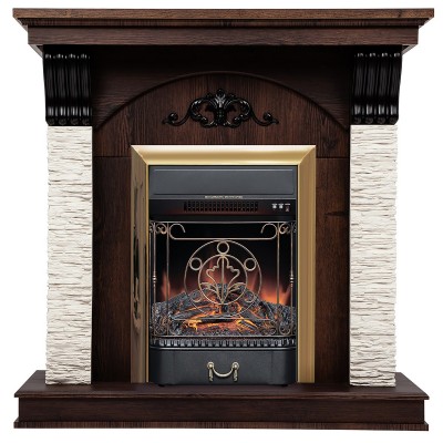 Электрокамин Corfino NT с очагом Majestic Lux Brass