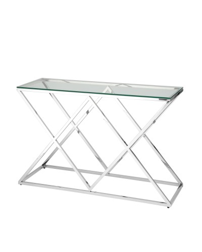 Консоль ИНСИГНИЯ 120*40, прозрачное стекло, сталь серебро
