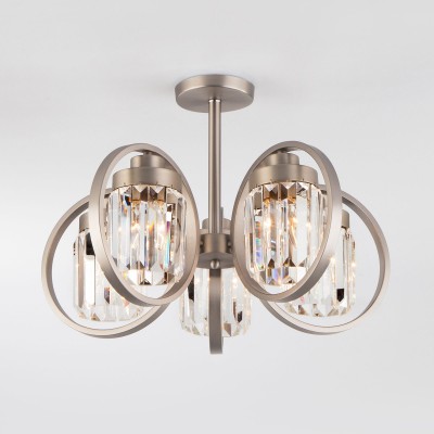 Люстра на штанге Eurosvet 10128/5 сатин-никель/прозрачный хрусталь Strotskis Smart (10