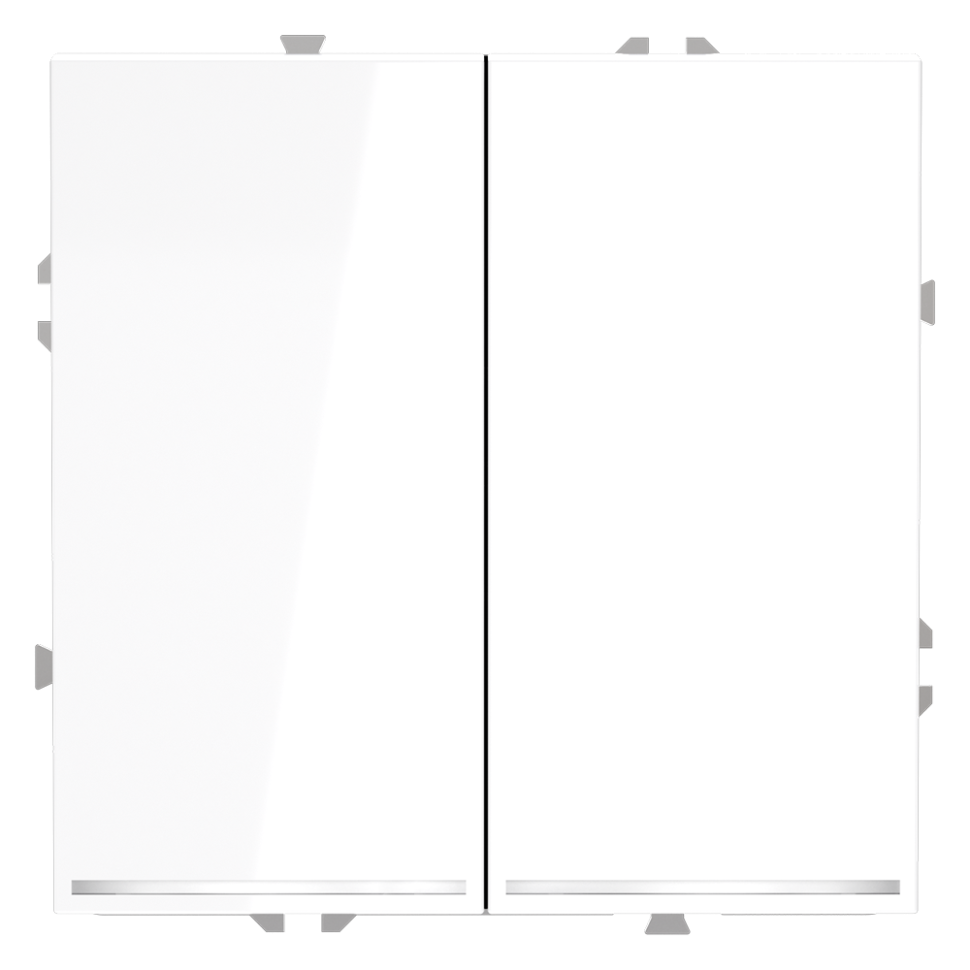 Проходной переключатель встраиваемый VOLTUM S70 двухклавишный с подсветкой 10А, (белый глянцевый)