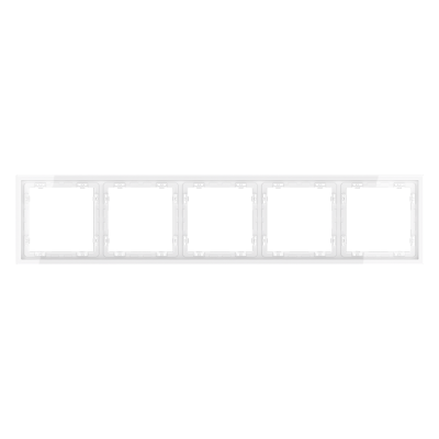 Рамка пластиковая VOLTUM S70 на 5 постов, (белый глянцевый)