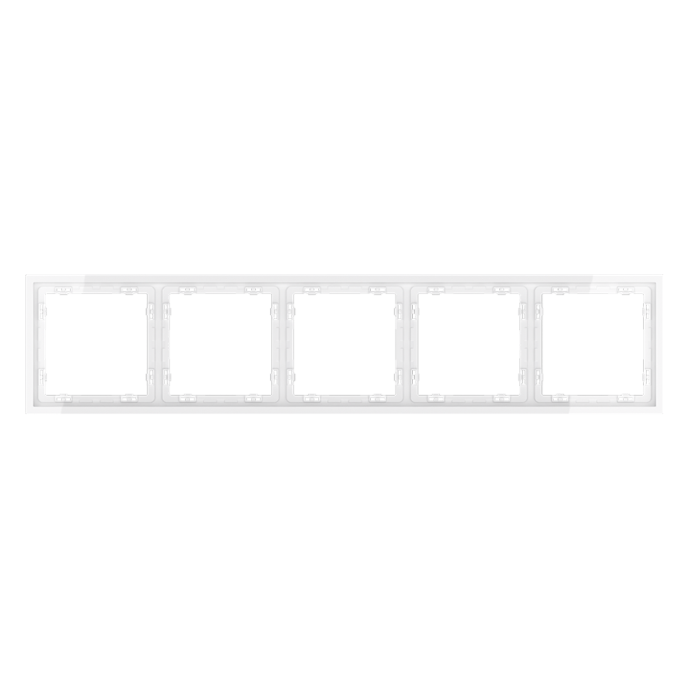 Рамка пластиковая VOLTUM S70 на 5 постов, (белый глянцевый)