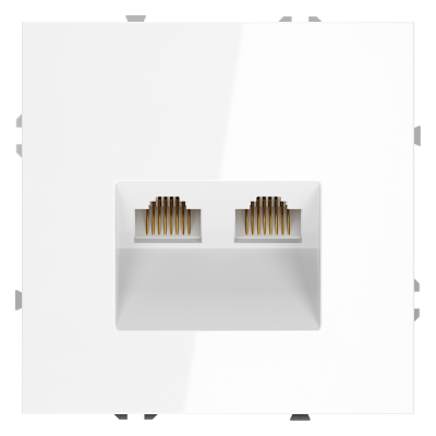 Розетка компьютерная встраиваемая VOLTUM S70 двойная RJ45+RJ45 кат.6, (белый глянцевый)