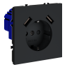 Розетка встраиваемая VOLTUM S70 с заземлением и защитными шторками, 16А, с USB, A+A, (графит)