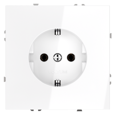 Розетка встраиваемая VOLTUM S70 с заземлением 16А, (белый глянцевый)