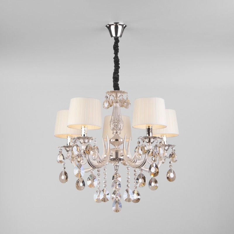 Подвесная люстра Eurosvet 10098/5 серебро/тонированный хрусталь Strotskis