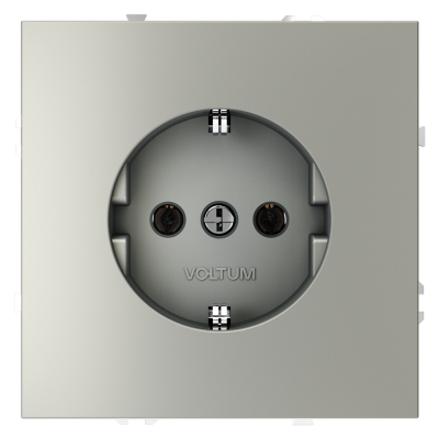 Розетка встраиваемая VOLTUM S70 с заземлением 16А, (сталь)