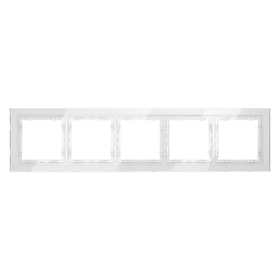 Рамка стеклянная VOLTUM S70 на 5 постов, (белый, стекло)