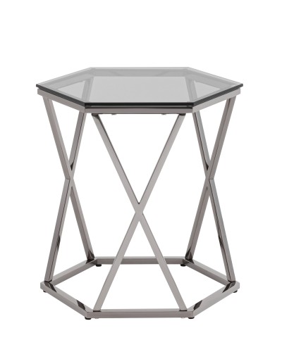 Журнальный столик Круз 48*42, стекло smoke, сталь тёмный хром