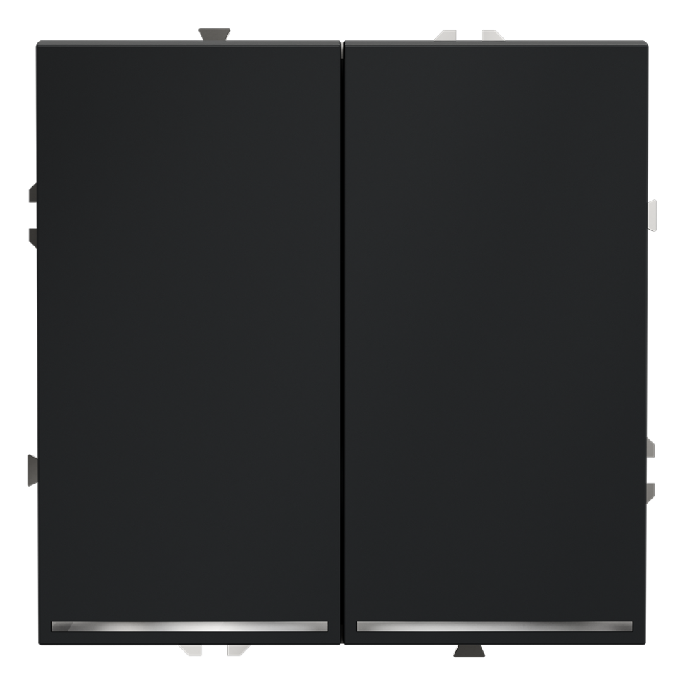 Проходной переключатель встраиваемый VOLTUM S70 двухклавишный с подсветкой 10А, (графит)