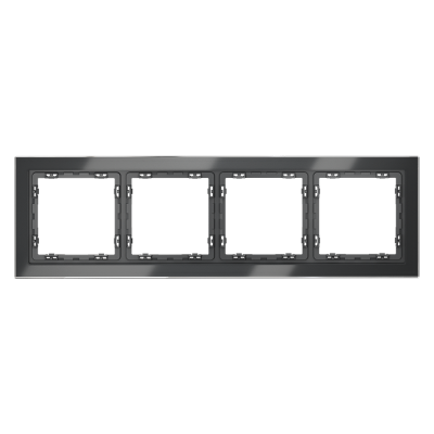 Рамка стеклянная VOLTUM S70 на 4 поста, (графит, стекло)