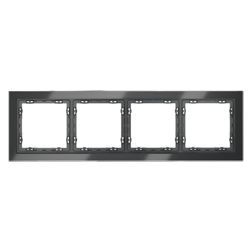 Рамка стеклянная VOLTUM S70 на 4 поста, (графит, стекло)