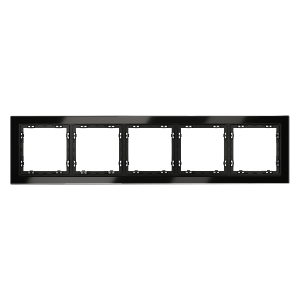 Рамка стеклянная VOLTUM S70 на 5 постов, (черный,стекло)