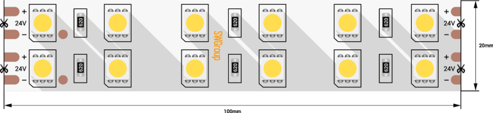 Лента светодиодная SWG SWG5120 SWG5120-24-28.8-WW 000069