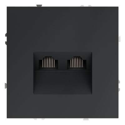 Розетка компьютерная встраиваемая VOLTUM S70 двойная RJ45+RJ45 кат.6, (графит)