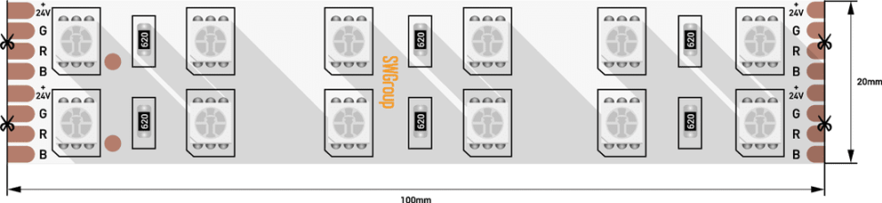 Лента светодиодная SWG SWG5120 SWG5120-24-28.8-RGB 000088