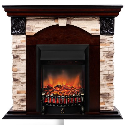 Электрокамин Dublin Rock AO с очагом Fobos Lux Black RC