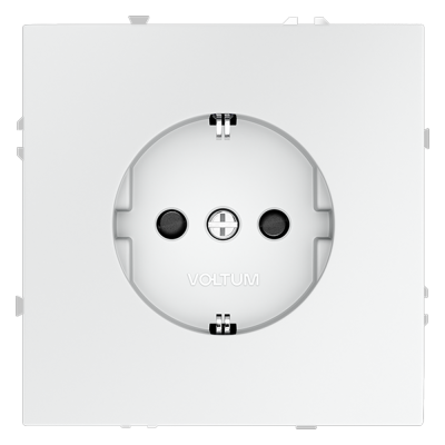 Розетка встраиваемая VOLTUM S70 с заземлением и защитными шторками, 16А, (белый матовый)