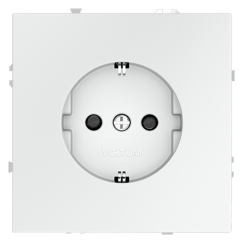 Розетка встраиваемая VOLTUM S70 с заземлением и защитными шторками, 16А, (белый матовый)