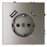Розетка встраиваемая VOLTUM S70 с заземлением и защитными шторками, 16А, с USB, A+С, (шелк)