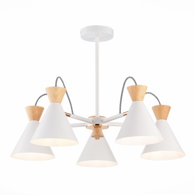 SLE125102-05 Светильник потолочный Белый, Золотистый/Белый, Светлое дерево E14 5*40W