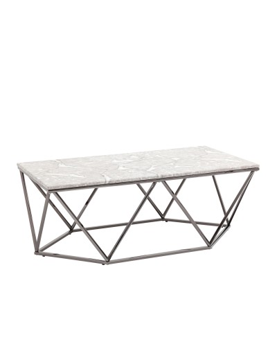Журнальный столик Авалон 122*66, серый мрамор, сталь темный хром