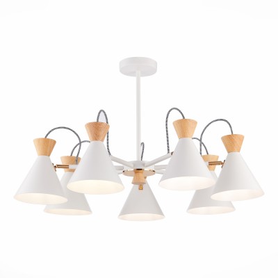 SLE125102-07 Светильник потолочный Белый, Золотистый/Белый, Светлое дерево E14 7*40W