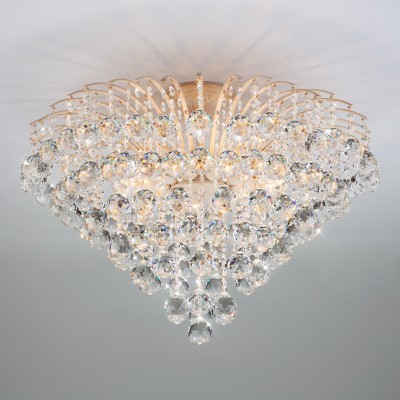 Накладная люстра Eurosvet 3299/9 белый с золотом/прозрачный хрусталь Strotskis