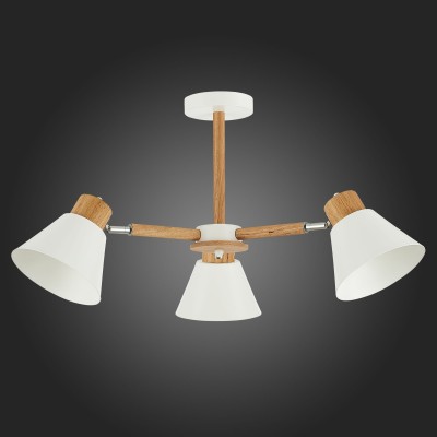 SLE103702-03 Светильник потолочный Светлое дерево, Белый/Белый E27 3*60W