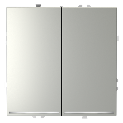 Выключатель встраиваемый VOLTUM S70 двухклавишный с подсветкой 10А, (сталь)