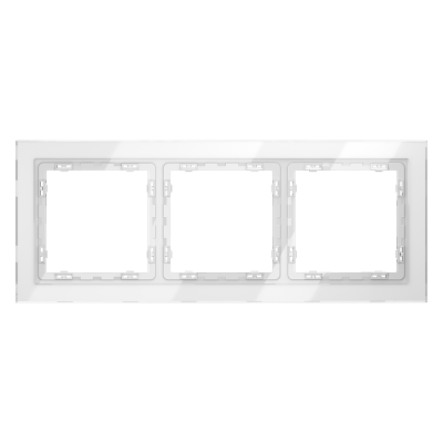 Рамка стеклянная VOLTUM S70 на 3 поста, (белый, стекло)